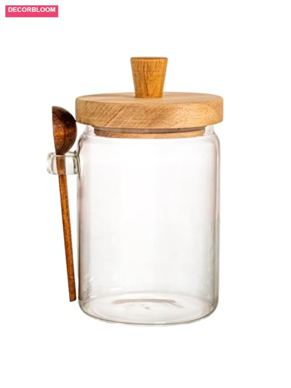 Glass Canister with Acacia Wood Lid and Spoon
